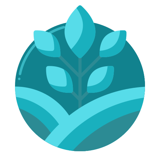 Logo com campo e folhas